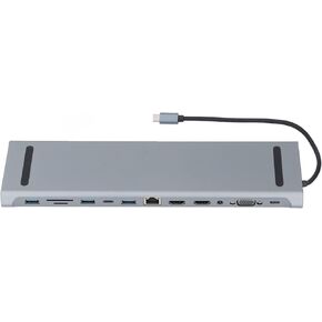 Hub Docking Station, 12 in 1 100W Fast Charging Type C Laptop Docking Station, USB C Dock, Multiport Adapter Hub, for Office