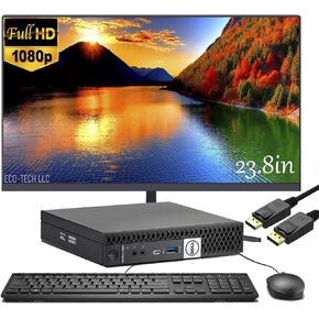 Dell OptiPlex 7050 Mini PC Desktop, Micro Computer w/ 23.8in LCD Monitor, 7050 Mini PC i5-6500 3.6GHz, 16GB RAM, 256GB SSD, Wired Keyboard, DP Cord, Win10 pro(Renewed)