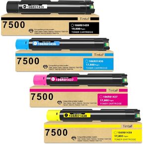 7500 7500N Toner Cartridge Replacement for Xerox 106R01439 106R01436 106R01437 106R01438 for Phaser 7500 7500N 7500V 7500DN 7500DNZ 7500YDN 7500DT 7500YD 7500DX 7500YDX Printer (4-Pack, BK/C/M/Y)