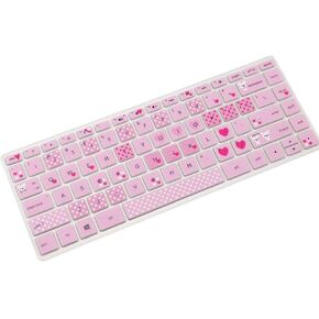 Jenny Watson Silicone Keyboard Cover Skin Laptop Keyboard Film Cover Skin Dustproof Waterproof Soft Silicone Protector for 14 inch HP Pavilion 14ab 14ac 14ad 14an Series Laptop, Pinky Bear