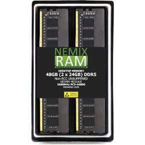NEMIX RAM 128GB (4X32GB) DDR5 5600MHZ PC5-44800 2Rx8 1.1V CL46 288-PIN Non-ECC Unbuffered UDIMM Desktop PC Memory KIT Compatible with MSI MEG X670E GODLIKE AI Gaming Motherboard
