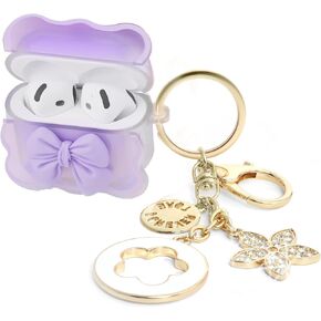 Cute AirPods 4 Case for Girls Women with 3D Bow – Clear Soft TPU Protective Cover with Keychain & Ring, Compatible with AirPods 4th Generation 2024 with ANC, Kawaii Compact Case for Women & Teens