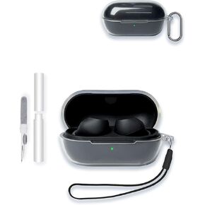 Case Cover for Sony WF-C710N Truly Wireless Noise-Canceling Earbuds,WUNIAK Clear Soft TPU Protective Cover with Keychain and Cleaner Kit for Women Men Shockproof Skin,Clear