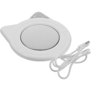 1Set Constant Temperature Mug Warmer Electric Tea Cup Heater Auto Shut Off Coaster for Milk and Sleek White Design for Home Office Use