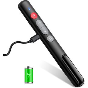 Rechargeable Presentation Clicker Wireless Presenter Remote with Hyperlink Volume Control, RF 2.4GHz PowerPoint Clicker Slider Advancer for PPT/Keynote/MAC