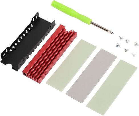 M.2 2280 SSD Dinkink مع لوحة حرارية نانو لتصميم المشبك مزدوج الجوانب للكمبيوتر الشخصي ، مسامير الارتفاع القابلة للتعديل ، مادة سبيكة (أحمر) in Saudi Arabia
