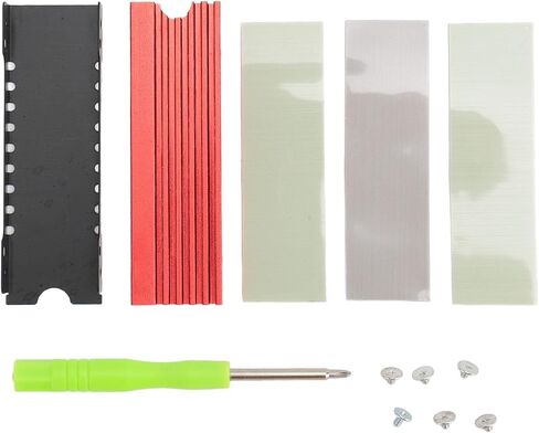 M.2 2280 SSD Dinkink مع لوحة حرارية نانو لتصميم المشبك مزدوج الجوانب للكمبيوتر الشخصي ، مسامير الارتفاع القابلة للتعديل ، مادة سبيكة (أحمر) in Saudi Arabia