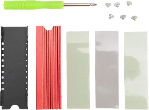 M.2 2280 SSD Dinkink مع لوحة حرارية نانو لتصميم المشبك مزدوج الجوانب للكمبيوتر الشخصي ، مسامير الارتفاع القابلة للتعديل ، مادة سبيكة (أحمر) in Saudi Arabia