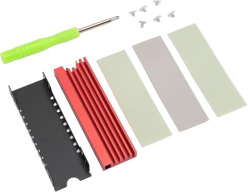 M.2 2280 SSD Dinkink مع لوحة حرارية نانو لتصميم المشبك مزدوج الجوانب للكمبيوتر الشخصي ، مسامير الارتفاع القابلة للتعديل ، مادة سبيكة (أحمر) in Saudi Arabia