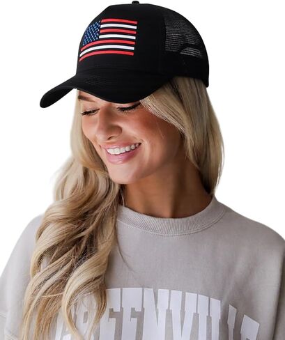 American Flag Hat Patriotic Baseball Cap - USA Flag Trucker Hat for Men & Women, Breathable Mesh Adjustable Sun Hat in Saudi Arabia