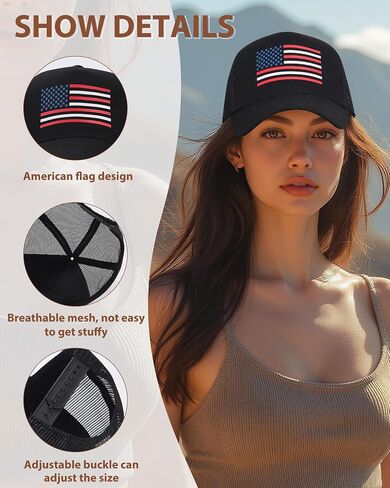 American Flag Hat Patriotic Baseball Cap - USA Flag Trucker Hat for Men & Women, Breathable Mesh Adjustable Sun Hat in Saudi Arabia