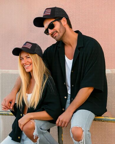 American Flag Hat Patriotic Baseball Cap - USA Flag Trucker Hat for Men & Women, Breathable Mesh Adjustable Sun Hat in Saudi Arabia