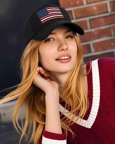 American Flag Hat Patriotic Baseball Cap - USA Flag Trucker Hat for Men & Women, Breathable Mesh Adjustable Sun Hat in Saudi Arabia