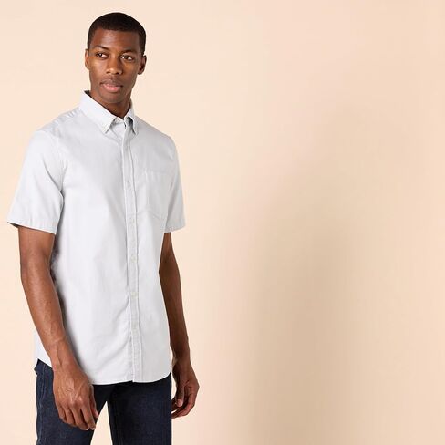 Amazon Essentials Men's Regular-Fit Short Sleeve Stretch Oxford Shirt with Pocket in Saudi Arabia