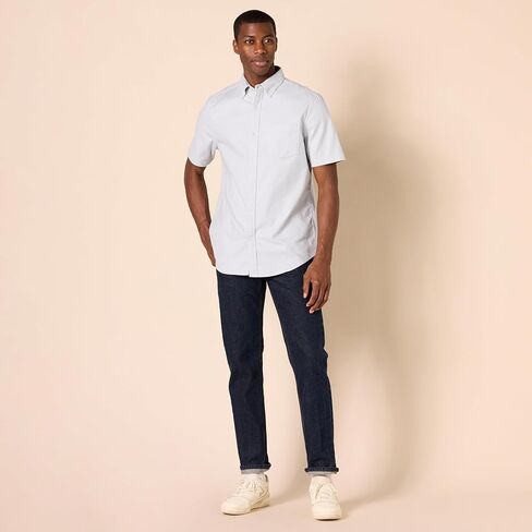 Amazon Essentials Men's Regular-Fit Short Sleeve Stretch Oxford Shirt with Pocket in Saudi Arabia
