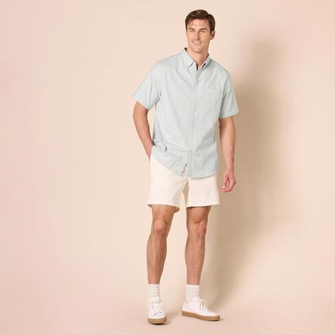 Amazon Essentials Men's Regular-Fit Short Sleeve Stretch Oxford Shirt with Pocket in Saudi Arabia