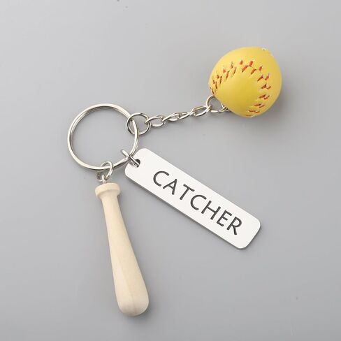 FEELMEM Softball Catcher Keychain Softball Player Gift Baseball Coach Gift Softball Catcher Baseball Game Day Jewelry Gift in Saudi Arabia