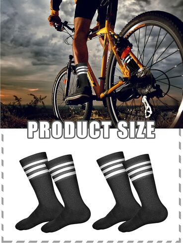 Breathffy 4 Pairs Glow in Dark Socks Cycling Socks High Reflective Running Socks Night Safety Socks Compression Athletic Moisture Cycling Socks for Men Women Running Gear for Riding Hiking, Yellow in Kuwait