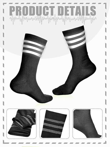 Breathffy 4 Pairs Glow in Dark Socks Cycling Socks High Reflective Running Socks Night Safety Socks Compression Athletic Moisture Cycling Socks for Men Women Running Gear for Riding Hiking, Yellow in Kuwait
