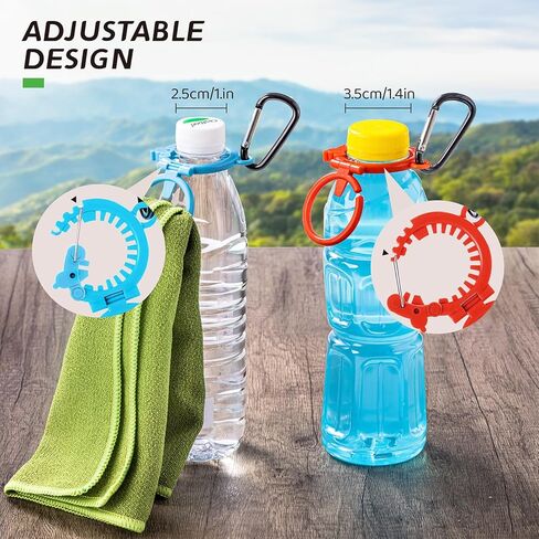 Durable Water Bottle Holder with Carabiner Hook,Towel Loop,Hat Hooks,Patented Fluorescent Design for 1.0-1.4(in)Diameter Bottles,Heavy Duty Outdoor Water Bottle clip for Camping,Travel and Daily Use in Kuwait