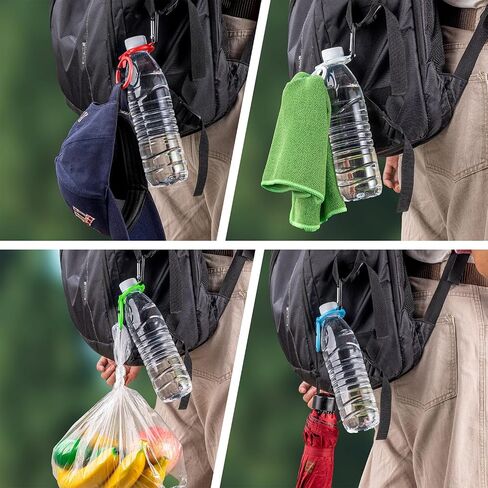 Durable Water Bottle Holder with Carabiner Hook,Towel Loop,Hat Hooks,Patented Fluorescent Design for 1.0-1.4(in)Diameter Bottles,Heavy Duty Outdoor Water Bottle clip for Camping,Travel and Daily Use in Kuwait