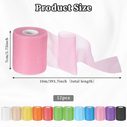 12pcs Black Prewrap Athletic Tape, Prewrap Athletic Tape for Hair Soccer, Premium Quality Hand Wrap Bandage Athletic Prewrap Tearable, Sports Knee Foam Ankle Wrist Tape Soccer Baseball for Injury in Kuwait