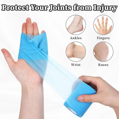 12pcs Black Prewrap Athletic Tape, Prewrap Athletic Tape for Hair Soccer, Premium Quality Hand Wrap Bandage Athletic Prewrap Tearable, Sports Knee Foam Ankle Wrist Tape Soccer Baseball for Injury in Kuwait