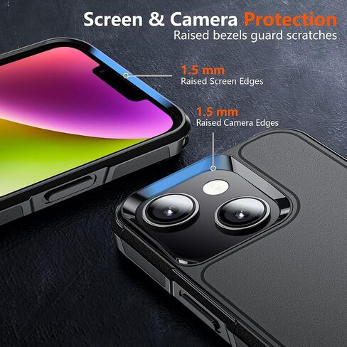 لحالة iPhone 14/iPhone 13 ، [الصف العسكري] 15 قدمًا. قم بإسقاط حالة وقائية تم اختبارها مع 2x [واقي شاشة زجاجية مقسمة] ضئيلة وصعبة على iPhone 14/iPhone 13 ، Black in Kuwait
