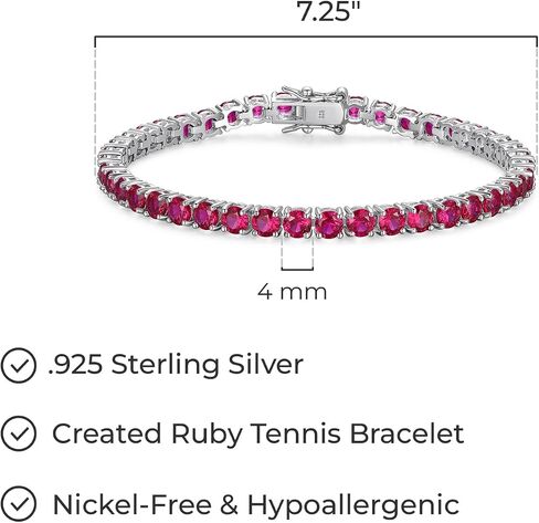 MORGAN & PAIGE .925 Sterling Silver Tennis Bracelet For Women - Genuine Natural or Created 4mm Gemstone Round Cut Birthstones, 7.25" in Saudi Arabia