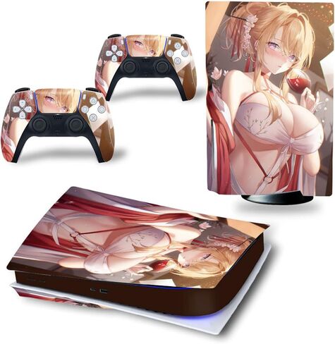 Full Set Skins Compatible with Ps-5 Disc Version,Protective Stickers for Ps-5 Disc Edition Console Controllers (5) in Kuwait