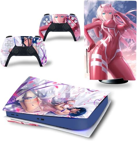 Full Set Skins Compatible with Ps-5 Disc Version,Protective Stickers for Ps-5 Disc Edition Console Controllers (5) in Kuwait