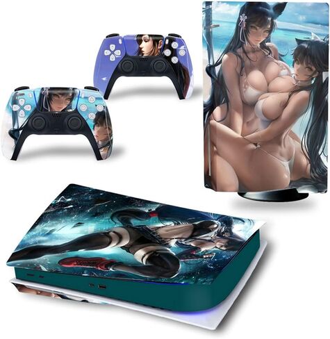 Full Set Skins Compatible with Ps-5 Disc Version,Protective Stickers for Ps-5 Disc Edition Console Controllers (5) in Kuwait