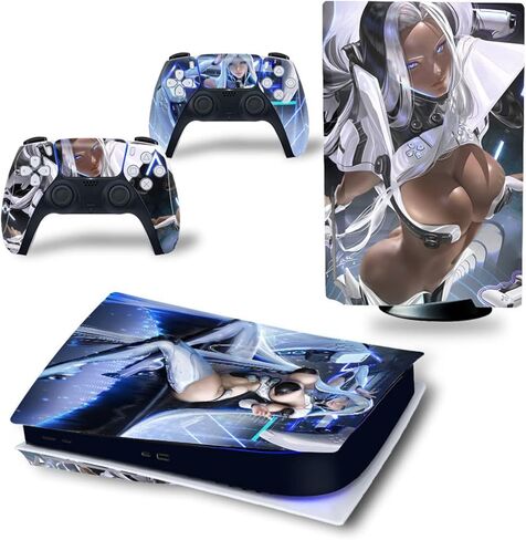 Full Set Skins Compatible with Ps-5 Disc Version,Protective Stickers for Ps-5 Disc Edition Console Controllers (5) in Kuwait
