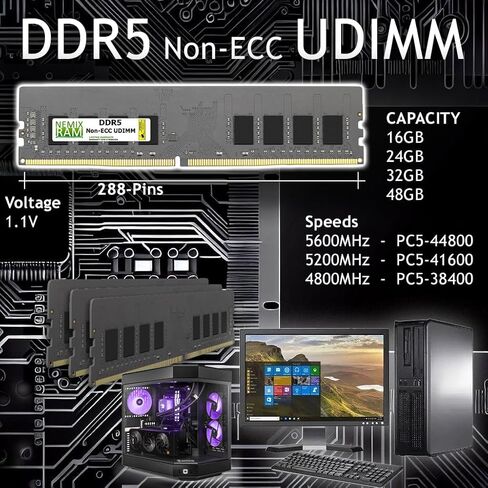 NEMIX RAM 128GB (4x32GB) DDR5 5600MHz PC5-44800 2RX8 in Kuwait