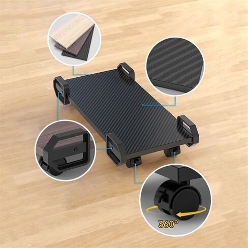 CPU Stand Pc Stand for Floor, PC Tower Stand with 4 Rolling Caster Wheels, Storage Racks Mobile CPU Stand for Floor Carpet Gaming PC Case CPU Holder(Black) in Kuwait