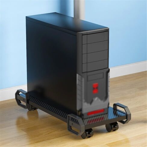 CPU Stand Pc Stand for Floor, PC Tower Stand with 4 Rolling Caster Wheels, Storage Racks Mobile CPU Stand for Floor Carpet Gaming PC Case CPU Holder(Black) in Kuwait