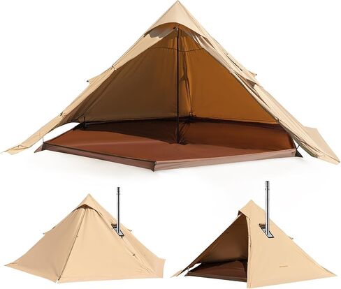 KingCamp Hot Tent with Stove Jack, 4 Season Cotton Tipi Tent for Camping, Lightweight Portable with Carry Bag, Foldable Snow Skirt, Set-up Rainfly, Glamping Hiking Backpacking, Windproof, Rainproof in Saudi Arabia