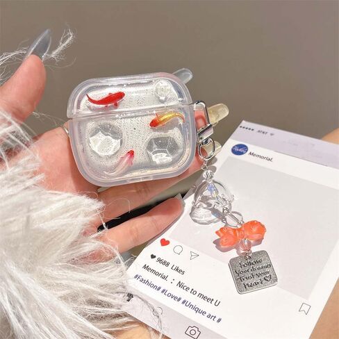بالنسبة إلى Airpods 4 Case مع قلادة ، تصميم نمط سمكة 3D Clate 3D Coi ، لغطاء سماعات الرأس الجيري الرابع (Pink) in Kuwait