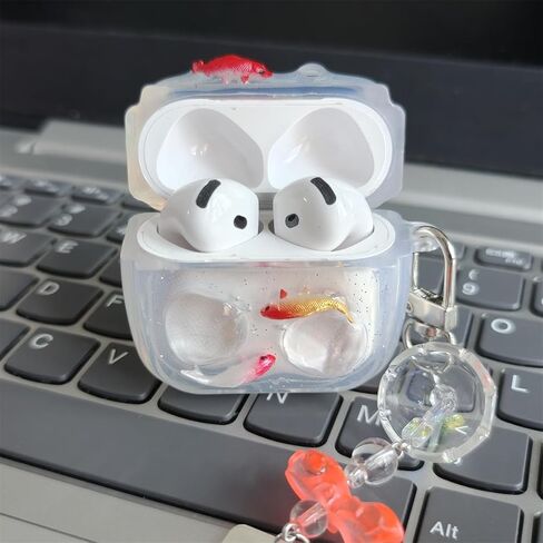 بالنسبة إلى Airpods 4 Case مع قلادة ، تصميم نمط سمكة 3D Clate 3D Coi ، لغطاء سماعات الرأس الجيري الرابع (Pink) in Kuwait