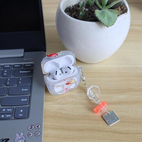 بالنسبة إلى Airpods 4 Case مع قلادة ، تصميم نمط سمكة 3D Clate 3D Coi ، لغطاء سماعات الرأس الجيري الرابع (Pink) in Kuwait