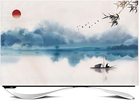 Indoor Landscape Painting TV Dust Cover for LCD LED TV Cover Hanging Desktop Protective Cover Computer Monitor Protective Film(Size:27IN(64X43CM),Color:B) in Saudi Arabia