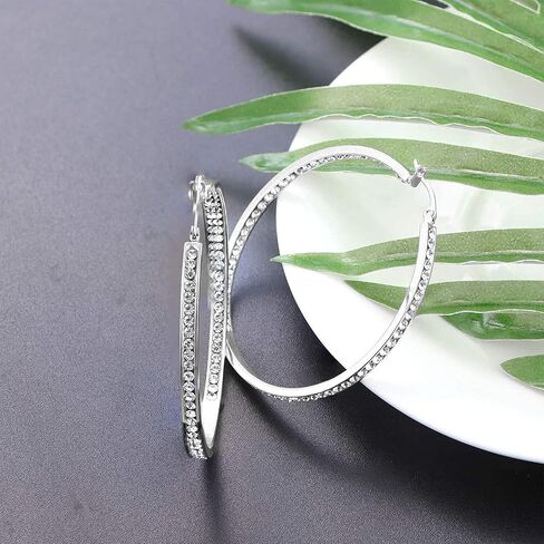 Rnivida Stunning Stainless Steel Inside-Out Crystal Cz Hoop Earrings for Women in Saudi Arabia