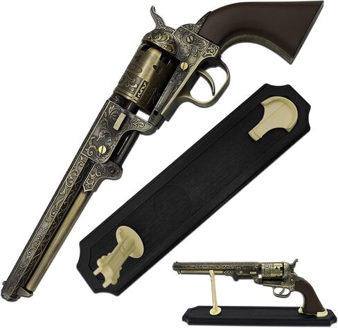 MASTER USA - Decorative Western Revolver with Display Stand 13-inches Overall, Style Navy Ornate Engravings on Body SMB-110 Decorative, Collectible, Cosplay in Saudi Arabia