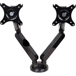 Q5D Gas Spring Desktop 10-27 Inch Dual Monitor Holder Mount Arm Display Stand with 2 USB Port Loading 2-9kgs Each Head