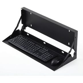 24 Inch Keyboard Wall Mount Foldable Fits Standard Computer Keyboard Mouse Stand Tray Organizer for Small Offices Apartments, Easy Installation with 4 Screws