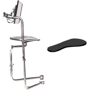 OK920 Full Motion Around Chair Shaft Monitor Mount + Keyboard Holder + Arm Clamp Elbow Wrist Support Mouse Pad for Game Office