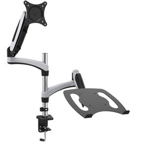 Aluminum Alloy Desktop Clamping 360 Degree Gas Spring Dual Arm for 15"-27" LCD LED Monitor Holder+ 13-17"