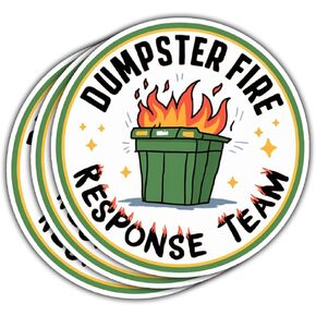 3 Pcs Dumpster Fire Response Team, Dumpster Fire Sticker, This is Fine Sticker, Everything's Fine Dumpster Fire - Vinyl Sticker for Water Bottles Laptop Phone Car Helmet 3 Inches (Dumpster 2)