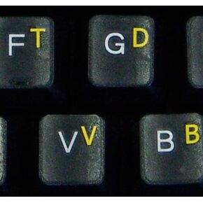 Colemak Transparent with Yellow Lettering Labels for Any Computer Keyboards