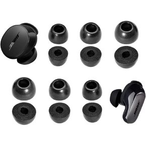 for QuietComfort Memory Foam Ear Tips 6 Pairs Replacement Comfortable No Silicone Pain Fit in Case Eartips Cover Compatible with QuietComfort Ultra/Earbuds II Black L/M/S